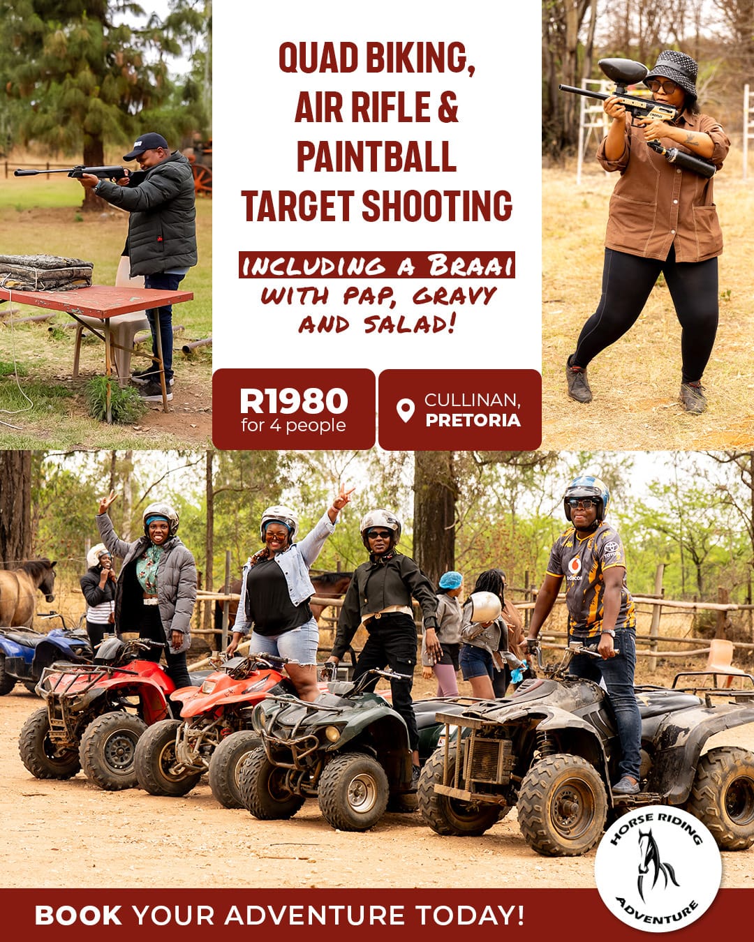 Quad Biking with Paintball Target Shooting and Air Rifle including a Braai for 4