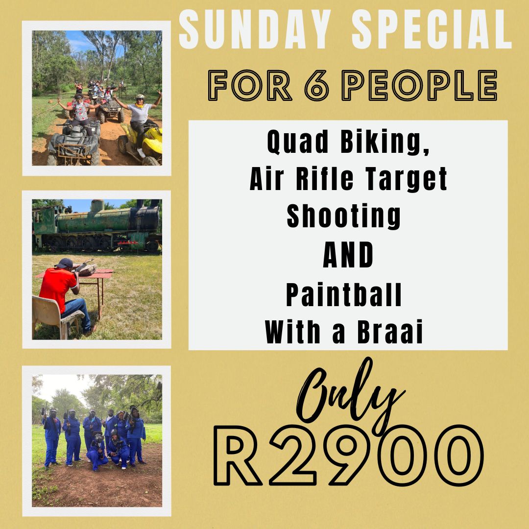 Sunday's - Quad Biking and Paintball, with Air Rifle and a Braai - 6 People