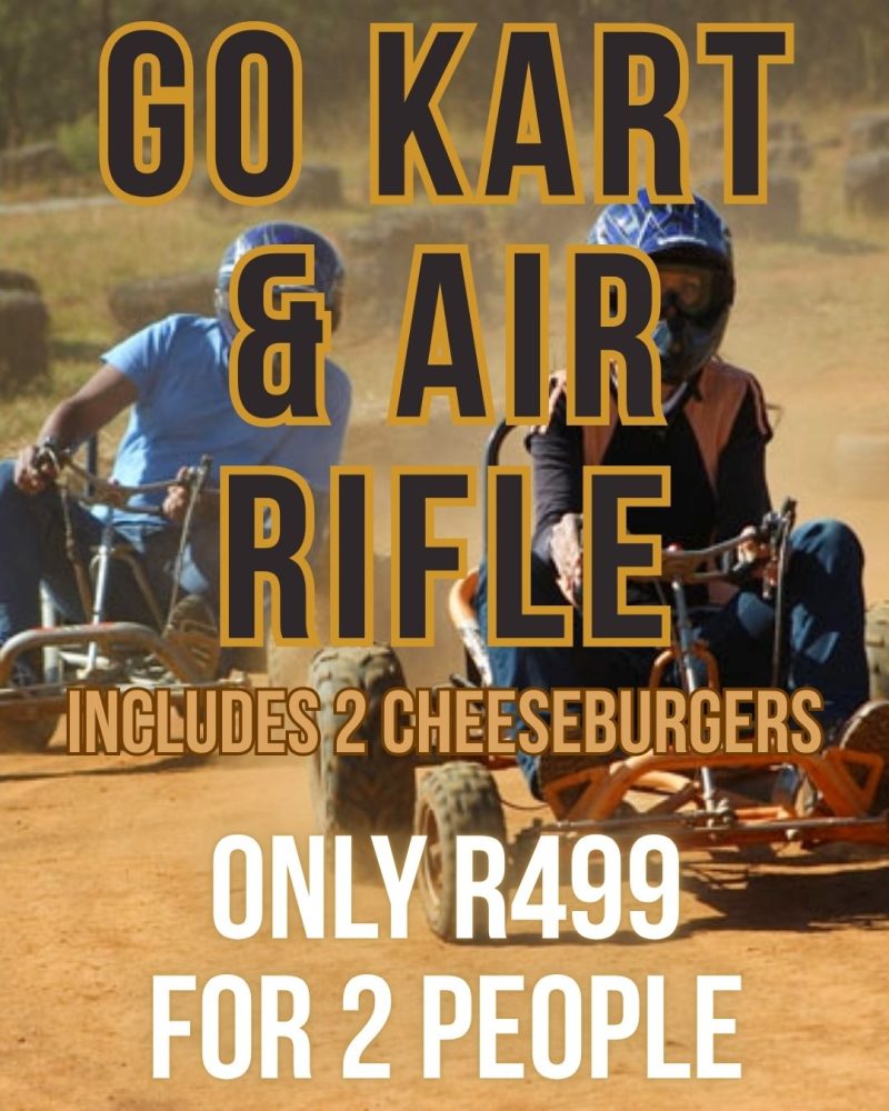 Go Karts and Air Rifle with Cheese Burgers for 2