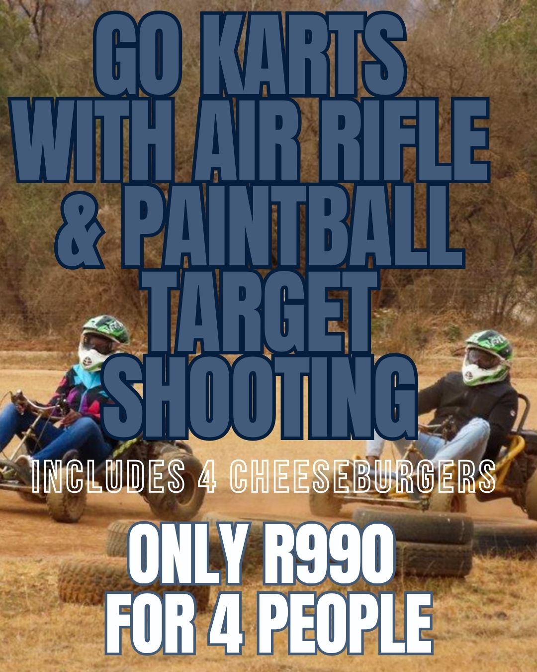 Go Kart with Air Rifle and Paintball Target Shooting for 4