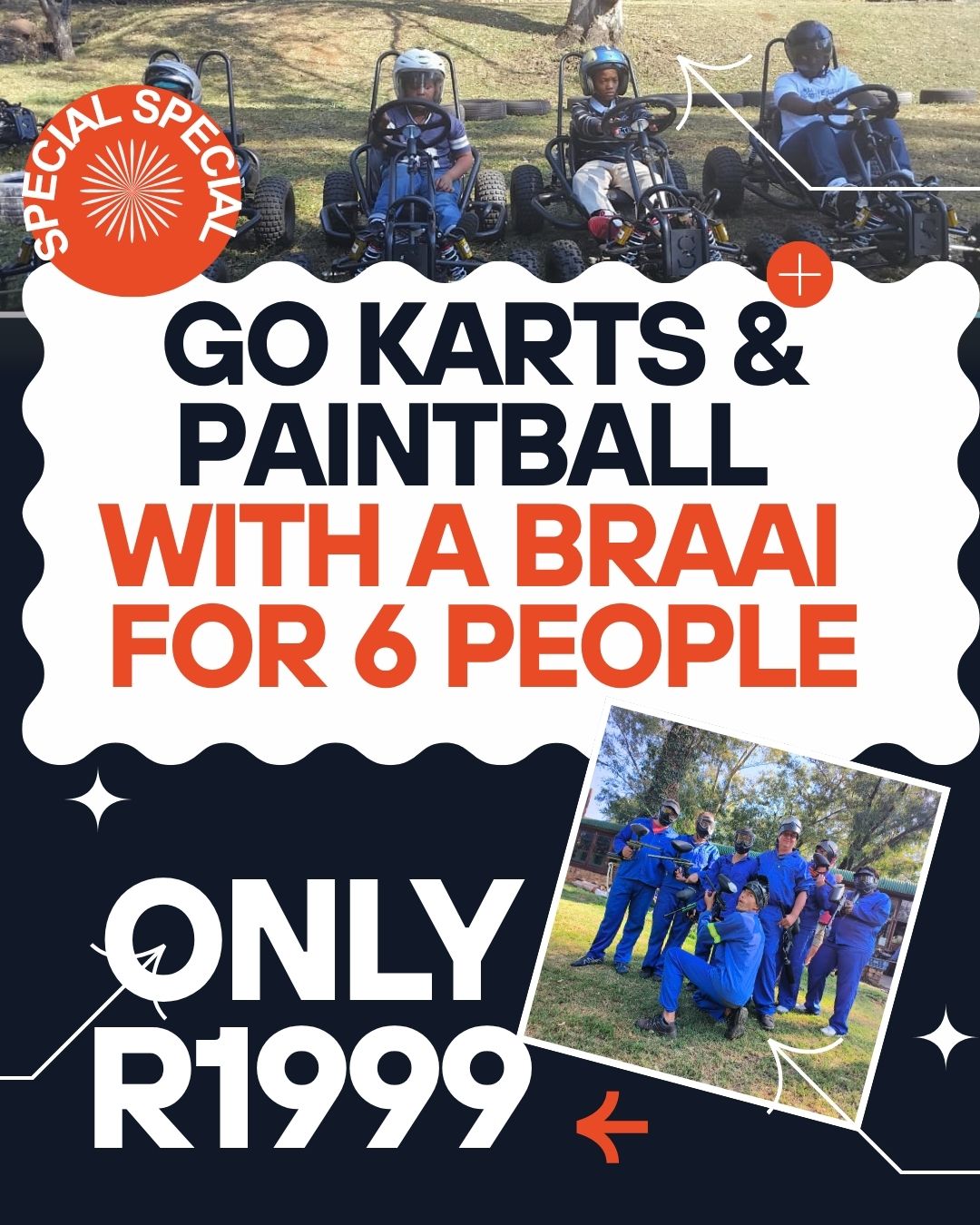 Go Karts and Paintball including Braai for 6