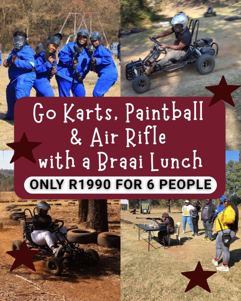 Go Karts with Air Rifle and Paintball including Braai for 6
